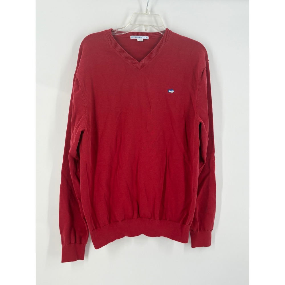 Southern Tide Men's Red V-Neck Long Sleeve Sweater Size L